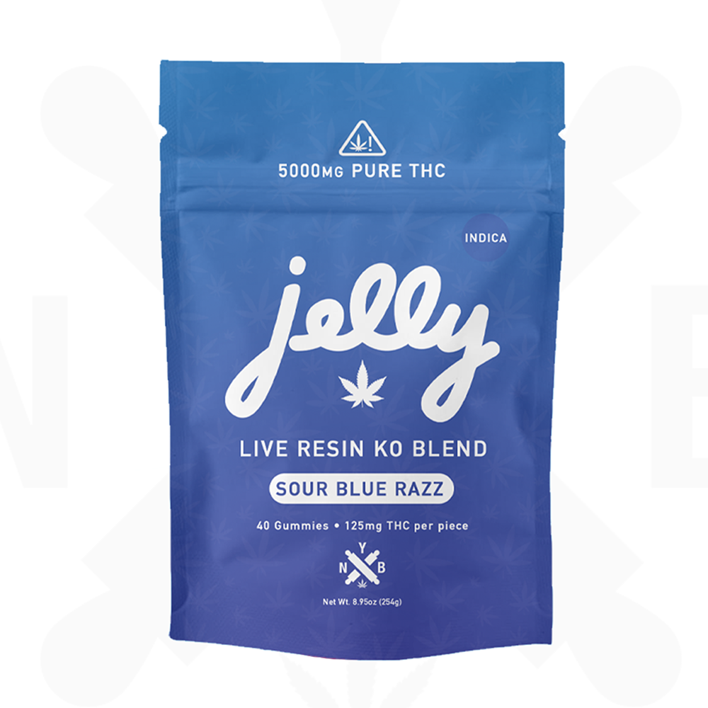 Jelly KO Live Resin Gummies 125mg - Sour Blue Razz (40 count)