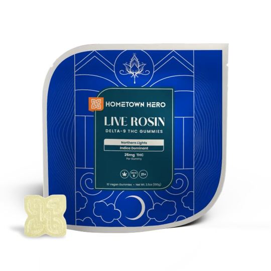 Hometown Hero 'Northern Lights' - Delta 9 Live Rosin Gummies – 25mg (Indica)
